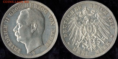 4 Кайзеровских пятимарочника и трешка. - 3 мварки Баден 1915