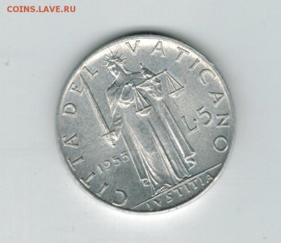 Ватикан 5 лир 1955 до 20.01.16   22-00 - 1 7
