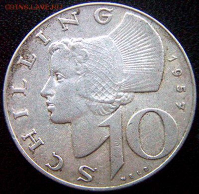 Австрия_10 шиллингов 1957. Серебро; до 18.01_22.04мск - 10867