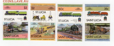 Марки. Сент-Люсия 1983 Железная дорога Паровозы  8 м. MNH - img032