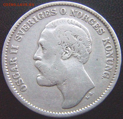 Швеция_2 кроны 1876. Серебро; до 18.01_22.52мск - 10049