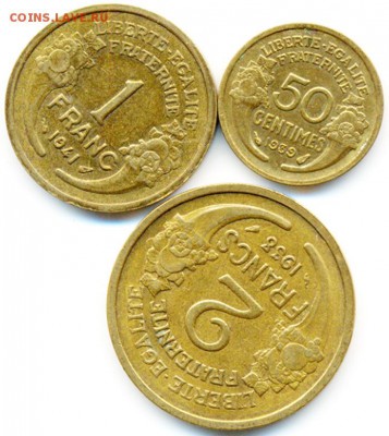 Франция_3 отличные монеты 1938-1939-1941; до 20.01_22.10мск - 10368
