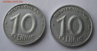 ГДР 10 пфеннигов 1950 Е НЕЧАСТАЯ + 10 пфеннигов 1948 А. - 004 (2).JPG