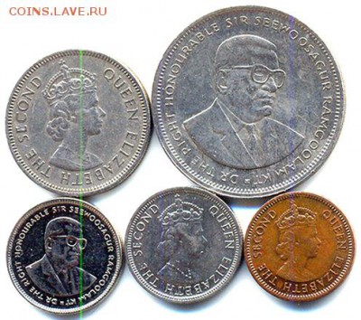 Маврикий_5 разных монет 1975-1978-1991-2003; до 22.01_22.10м - 10926