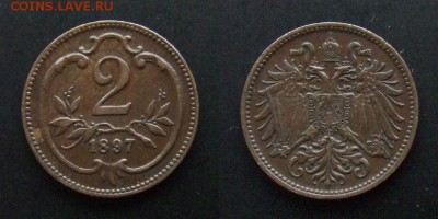 1 - Австрия – 2 геллера (1897) бронза (XF)