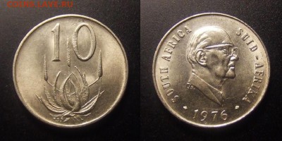 1 - ЮАР – 10 центов (1976) «Алоэ; президент Якобус Фуше» никель (XF)