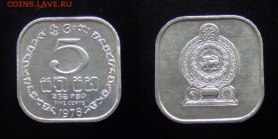 1 - Шри-Ланка 5 центов (1978) алюм. (XF)