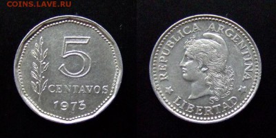 1 - Аргентина 5 сентаво (1973) алюм.
