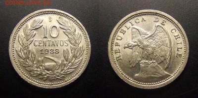 1 - Чили – 10 сентаво (1938) (UNC)