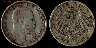 2 марки 1899 Вюрттемберг до 30.01.16г 22.00 МСК - 1899
