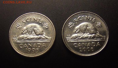 1 - Канада (набор - 5 центов круглая; бобр) (2 шт.) Р