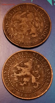 1 цент 1904, 1919. Нидерланды. С рубля. До 30.01.2016 в 22.0 - 20160124_172747-1