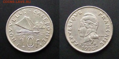 1 - Новая Каледония – 10 франков (1972) «Проа (парусный катамаран)»