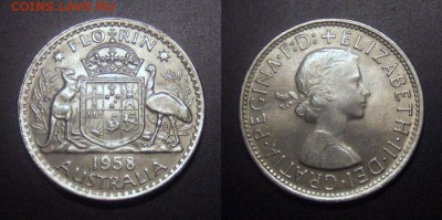1 - Австралия – 1 флорин (1958) «Елизавета II» Ag