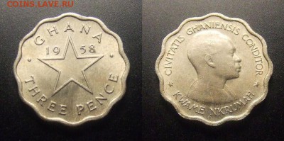1 - Гана – 3 пенса (1958) «Фельдмаршал Кваме Нкрума – первый президент Ганы»