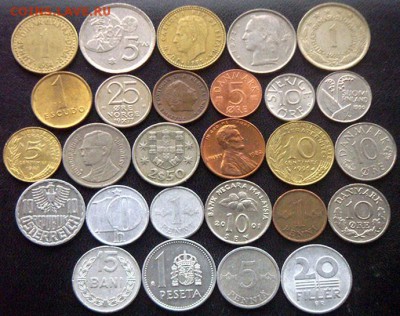 54 разные зарубежные монеты (см. описание). До 26.01_22.00мс - 3