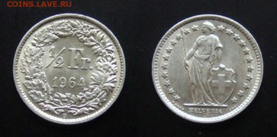 1 - Швейцария – 0,5 франка (1964) Ag