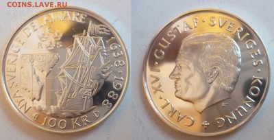 ДК Швеция 100 крон Корабль 1988 UNC Ag 01.02 22.00 - P1220221.JPG