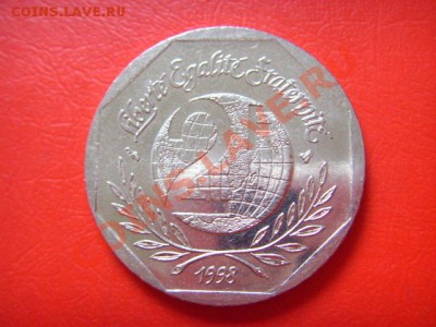Франция 2 франка 1998 .Права человека.  до 07.10 в 21.00 М - LPIC8797.JPG