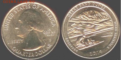 США- 25 центов 2014-GREAT SAND DUNES-D, 21.00 мск 01.02.2016 - США- 25 центов 2014 - GREAT SAND DUNES-D