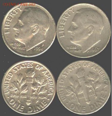США-1 дайм-Р-2 шт. до 21.00 мск 01.02.2016 - США- 1 дайм-P, 1967, 1994