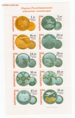Монеты на марках Киргизия MNH - Киргизия