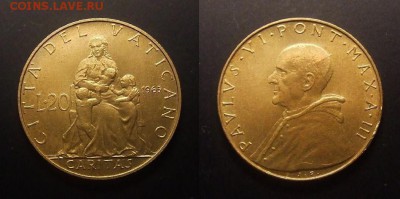 1 - Ватикан - 20 лир (1965) «Каритас – богиня милосердия; Павел VI»
