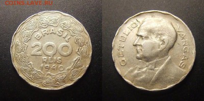 1 - Бразилия – 200 рейс (1940) медь-ник.