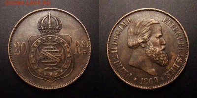 1 - Бразилия – 20 рейс (1869) «Император – Педру II» бронза