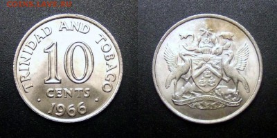 1 - Тринидад и Тобаго – 10 центов (1966) медь-ник. (XF+)