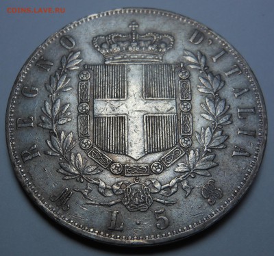 5 лир Виктор Эмануил II 1873 серебро Италия оценка - DSCN9750