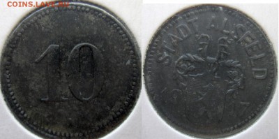 Нотгельды Германии. Обзорная тема. - 10 пф.1917г. Асфельд