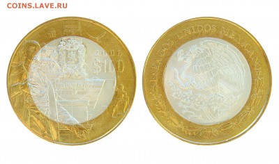 Мексика, 100 песо, 2003-2007, биметалл, Гербы, Штаты и др. - Мексика_100 песо_2006_Штат Гуанахуато_Аукцион