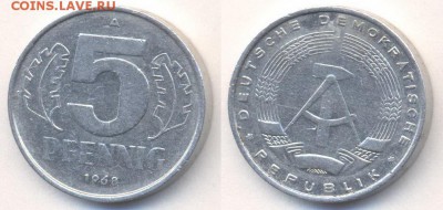 16 19:00(МСК) - 5 пфенингов 1968 ГДР 1