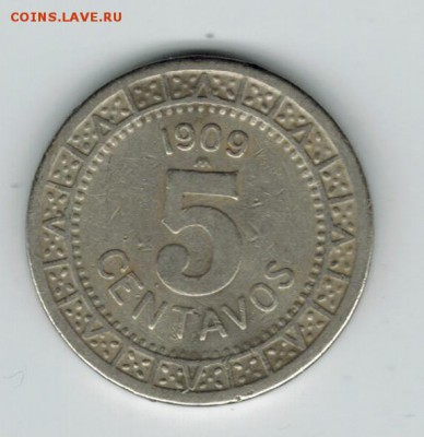 Мексика 5 сентаво 1909 до 02.02.16   22-00 - 1%204