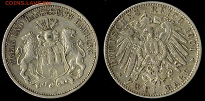 2 марки 1901  Гамбург  до 05.02.16 в 22.00 МСК - 1901