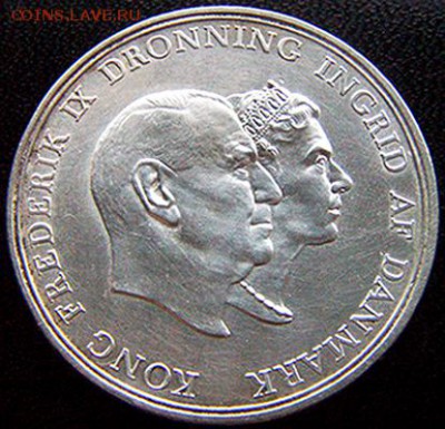 Дания_памятные 5 крон 1960. Отличное серебро; до 31.01_22.12 - 10574