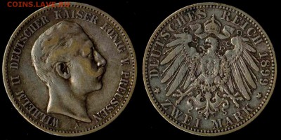 2 марки 1899  Пруссия  до 06.02.16 в 22.00 МСК - 1899