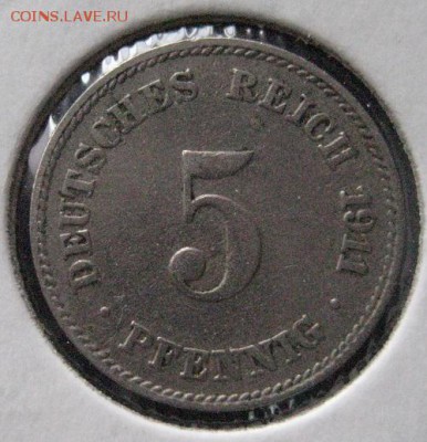 5 пф. 1911 J, Германия, до 22.00 4.02. - IMG_7362.JPG