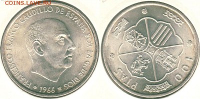Испания, 100 п 1966(68), с 200! - до 22-00мск 02.02 - spa-100p-1966-68