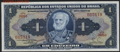 Бразилия 1 кр. 1955г. UNC. до 22-00 мск 04.02.16 г. - Бразилия 1 синяя аверс