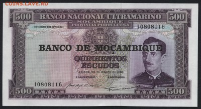 Мозамбик 500 эскудо 1967г UNC. до 22-00 мск 04.02.16 г. - Мозамбик 500 1967 аверс