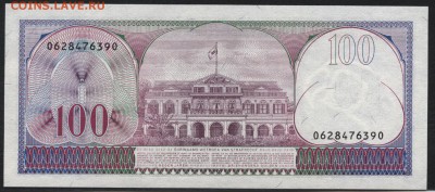 Суринам 100 гульденов 1985 г. UNC. до 22-00 мск 04.02.16 г. - Суринам 100 1985 реверс
