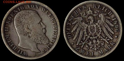 2 марки 1896 Вюрттемберг до 08.02.16г 22.00 МСК - 1896