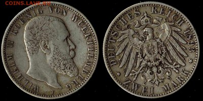 2 марки 1893 Вюрттемберг до 08.02.16г 22.00 МСК - 1893