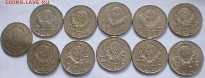10-15-20 копеек 1941-57 года по 11 шт +3монеты 57г. в блеске - 20кав