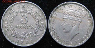Брит Зап Африка 3 пенса 1939: до 10-02-16 в 22:00 - Брит Зап Африка 3 пенса 1939Н   414