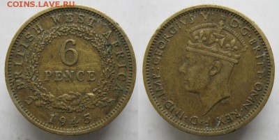 Брит Зап Африка 6 пенсов 1945: до 10-02-16 в 22:00 - Брит Зап Африка 6 пенсов 1945    143
