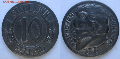 Нотгельды Германии. Обзорная тема. - 10 пф. 1920г. Бонн