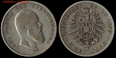2 марки 1888 Вюрттемберг до 11.02.16г 22.00 МСК - 1888